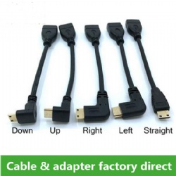 Up Down Right Left Angled Mini HDMI to HDMI Male to Female Cable 10cm for Laptop PC HDTV Type C hdmi mini hdmi Angle adapter