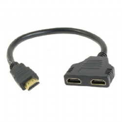 New Arrival Cable HDMI Splitter Cable 1 Male To Dual HDMI 2 Female Y Splitter Adapter in HDMI HD LED LCD TV 30cm